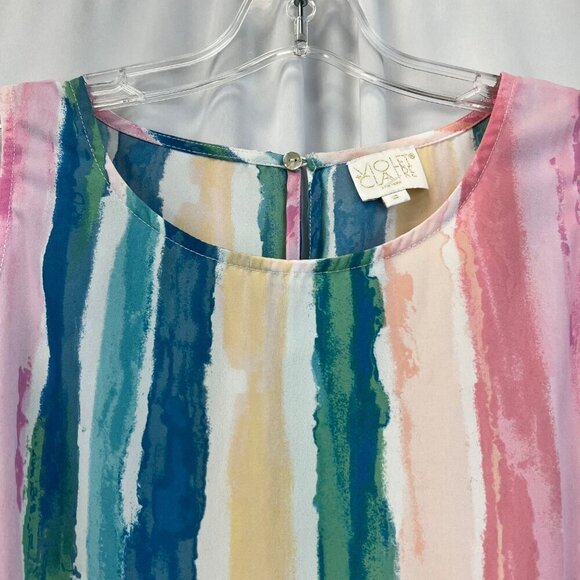 Violet & Claire Sleeveless Semi Sheer Knot Front Blouse Striped Size Small - Picture 3 of 9